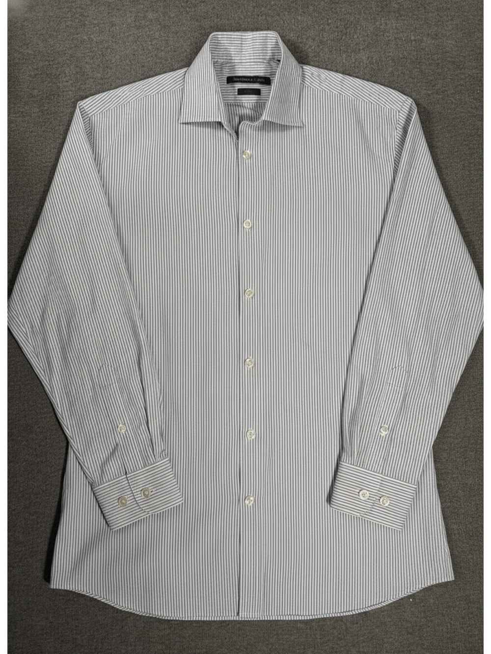 John Varvatos USA Men's Slim Fit Blue and White Striped Dress Shirt M/L